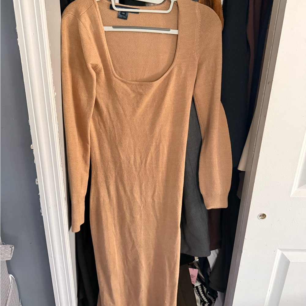 French Connection Tan Long Sleeve Dress